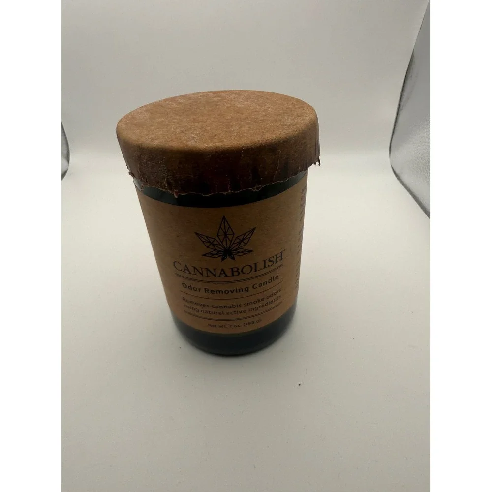 Cannabolish Odor Removing Candle 7oz Natural Smoke Neutralizer Green Glass Jar